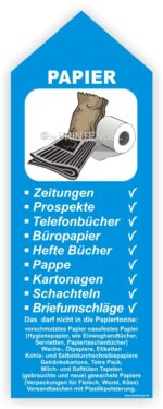 Papier Kennzeichnung Behälter Tonne- Container Aufkleber Sticker