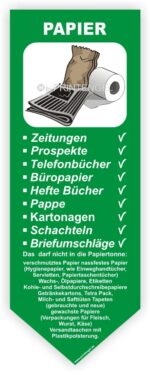 Papier Kennzeichnung Behälter Tonne- Container Aufkleber Sticker