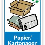 Papier Kartonagen Tonne- Container Schilder - Aufkleber