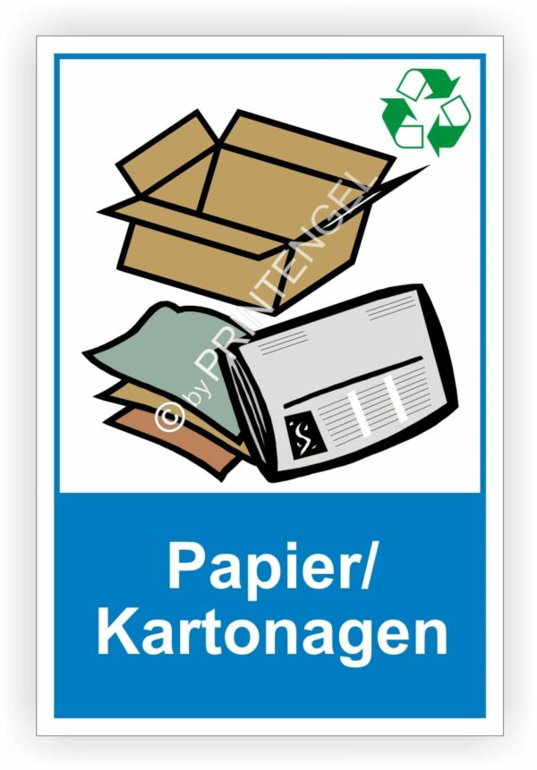 Papier Kartonagen Tonne- Container Schilder - Aufkleber