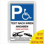 SCHILD - PARKPLATZRESERVIERT FÜRKENNZEICHENBEHINDERTEN