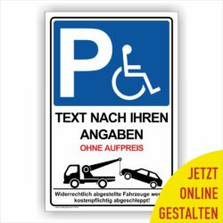 Parkplatzschild - PARKPLATZSYMBOLKENNZEICHEN (bis zu 2  Nummern)ABSCHLEPPHINWEIS