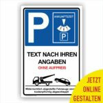 Parken nur mit Parkscheibe Individuelles Schild Wunsch-Text