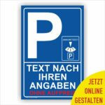 Parkplatz Schild individuell Parken nur mit Parkscheibe