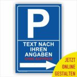 Parkplatz Reservierungsschild Pfeil nach rechts