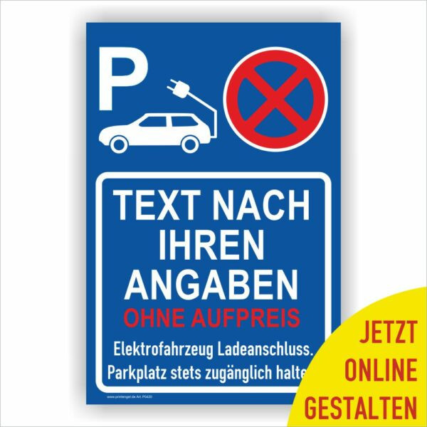 Elektroauto Parkplatz Schild Text individuell Freitext