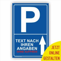 Parkplatz Reservierung Schild mit Pfeil individuell