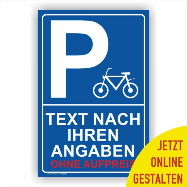 Parkplatzschild in blau für Fahrräder