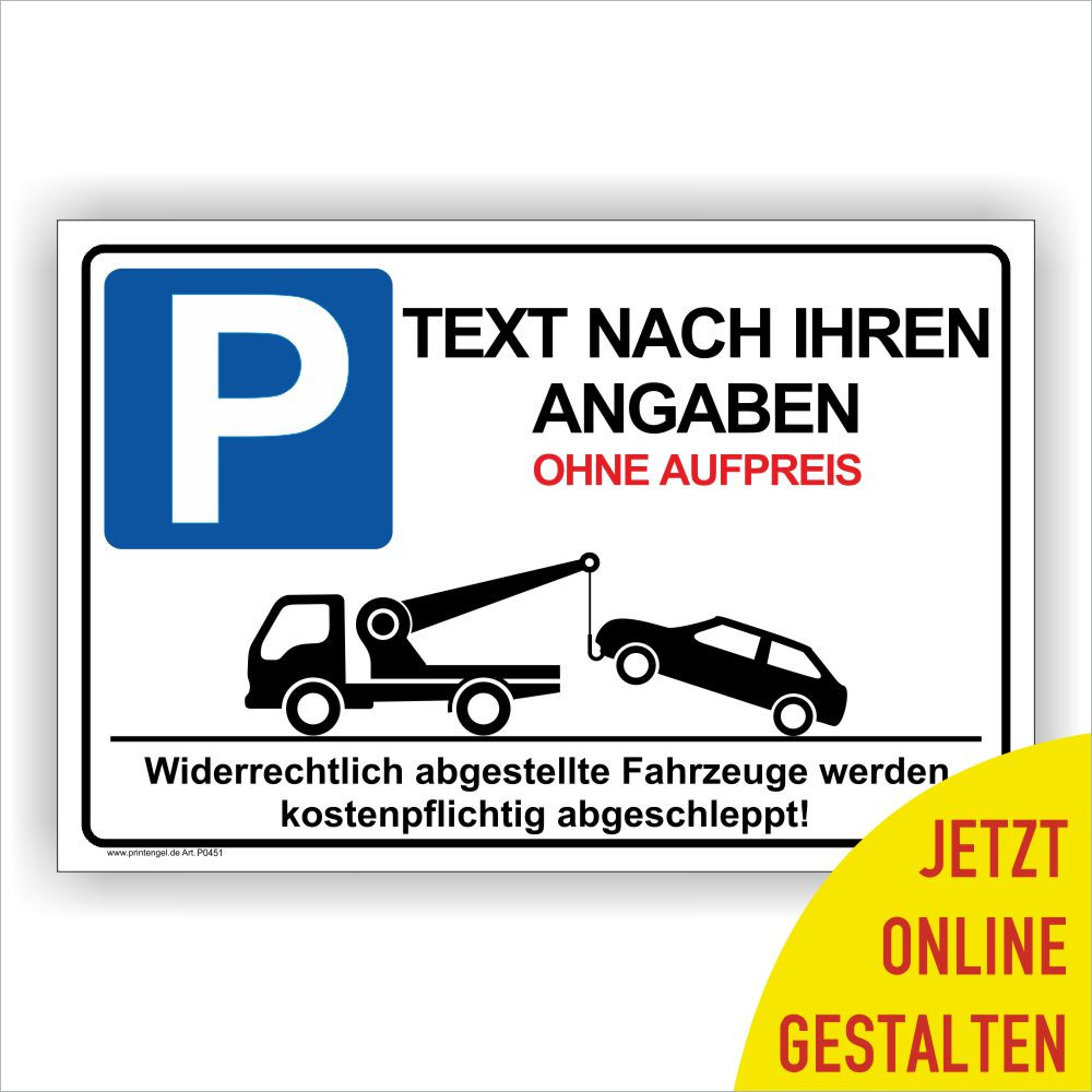 Parkschild Parkplatz Reservierung Schild Text nach Wunsch - PrintEngel