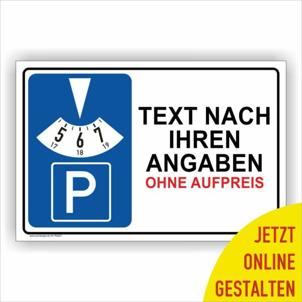 Parkscheibe Parkpschild Individuell nach Ihren Vorgaben