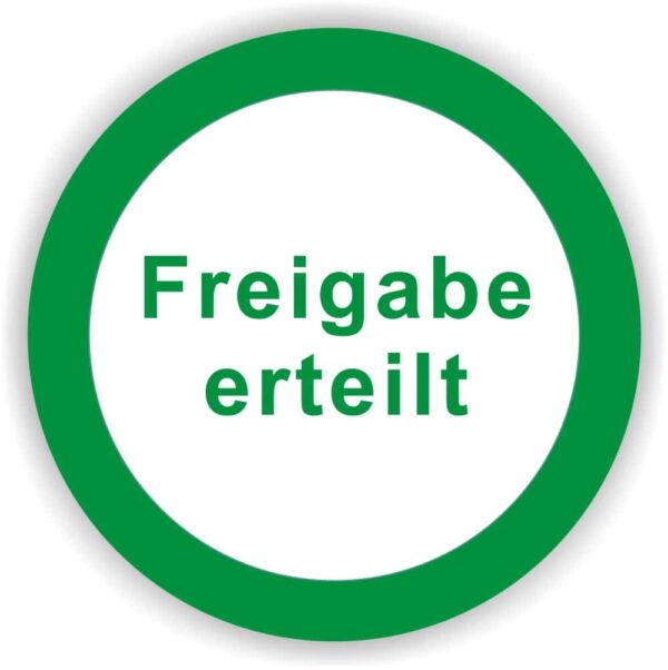 Kontroll Prüfplakette -Freigabe erteilt- Durchmesser 30-40mm Farbe grün