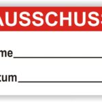 Ausschuss-Name-Schild mit Platz für Name und Datum, ideal für Veranstaltungen oder Meetings.