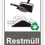 Restmüll Behälter Tonne- Container Schilder - Aufkleber