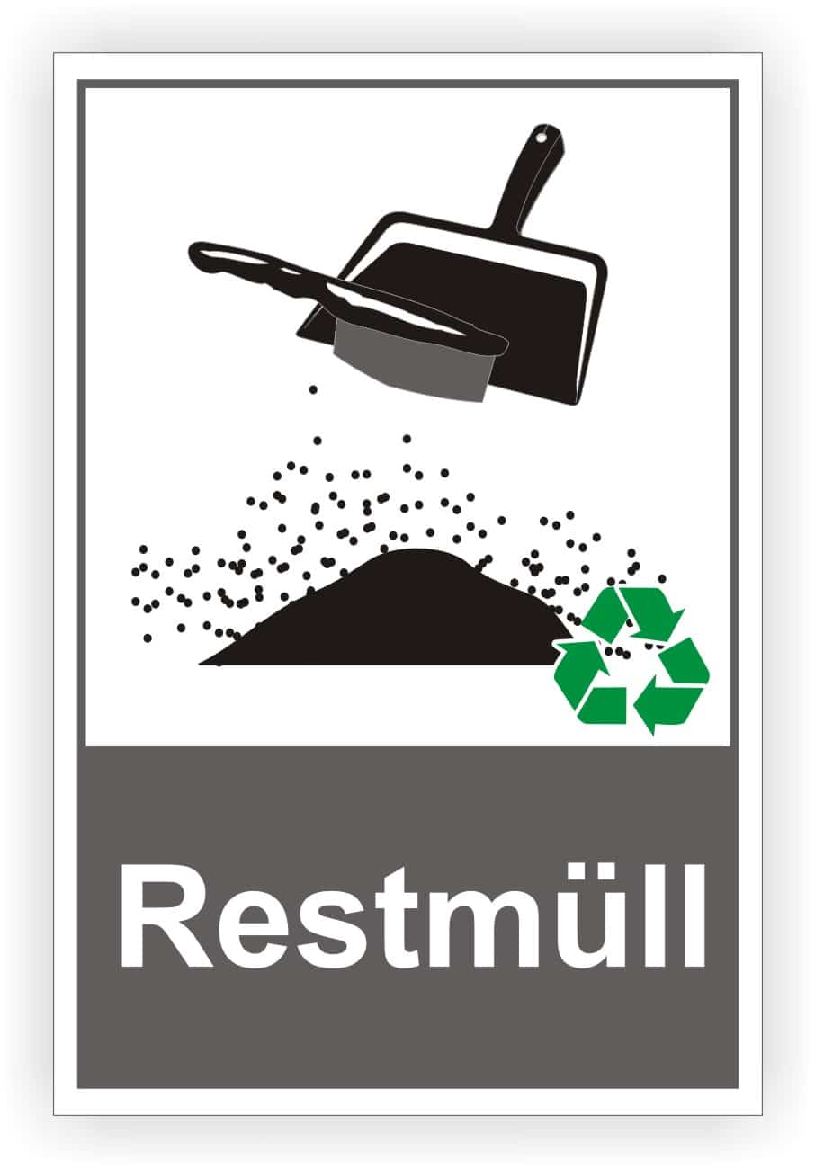 RESTMÜLL MÜLLEIMER AUFKLEBER Mülltonne Recycling Mülltrennung 200mm 10795  EUR 6,99 - PicClick DE