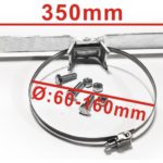 Edelstahl-Schlauchschelle mit einem Durchmesser von 60-160 mm und einer Länge von 350 mm, inklusive Schrauben und Zubehör für eine sichere Befestigung.