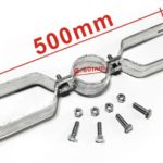 Hochwertige Rohrschelle mit einer Länge von 500 mm, inklusive Schrauben und Befestigungselementen, ideal für verschiedene Anwendungen im Bau- und Installationsbereich.