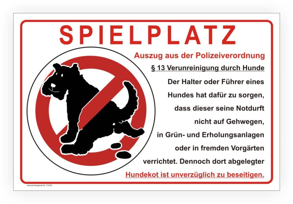 Das ist ein Spielplatz kein Hundeklo AluVerbund 3mm oder Aufkleber