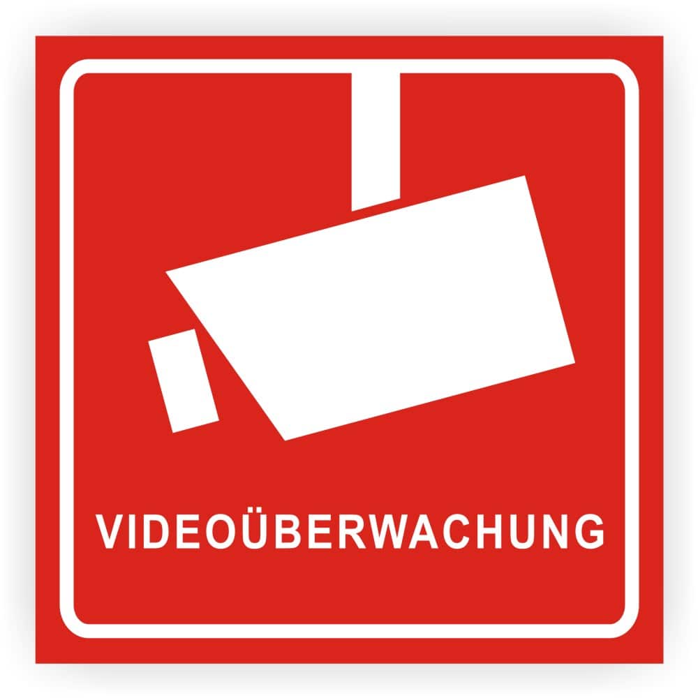 Warnaufkleber Kamera, Video Symbol nach DIN 33450 Videoüberwachung  Hinweisaufkleber Farbe rot - PrintEngel