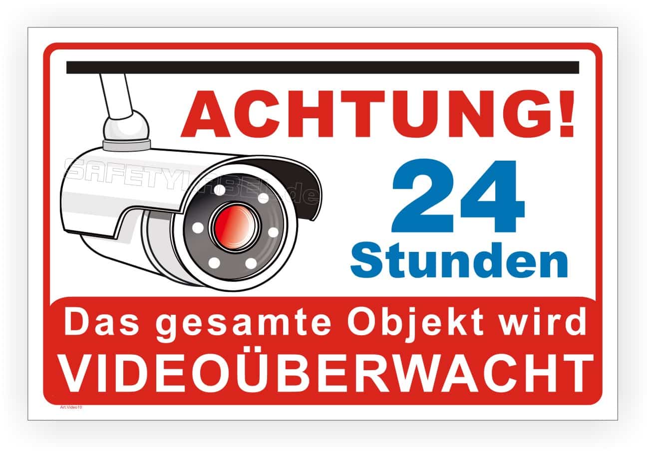 Warnschild mit Videosymbol Das gesamte Objekt wird videoüberwacht -  PrintEngel