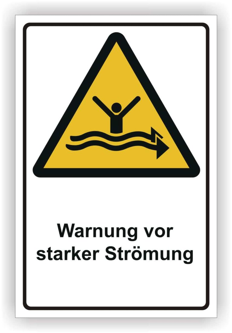 Warnschild Warnung vor starker Strömung DIN 4844-2:2012 ISO 20712-1 ...