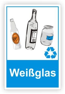 Weißglas Behälter Tonne- Container Schilder - Aufkleber