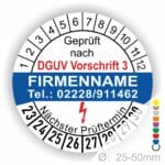 Prüfplaketten DGUV Vorschrift 3 mit Firmenaufdruck