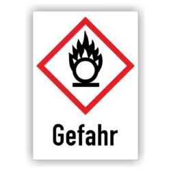 GHS03 - Gefahrstoffetikett nach GHS - Flamme über einem Kreis- Gefahr GHS Gefahrensymbol: Flamme über einem Kreis GHS Signalwort: Gefahr Dieses Piktogramm warnt vor Stoffen und Substanzen, die entzündend (oxidierend) wirken.