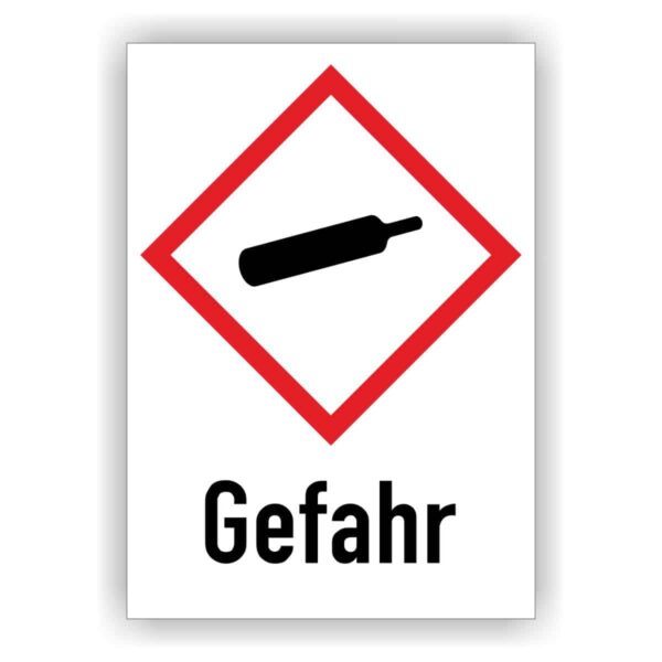 Gefahrstoff Etikett nach GHS - Gasflasche -Gefahr