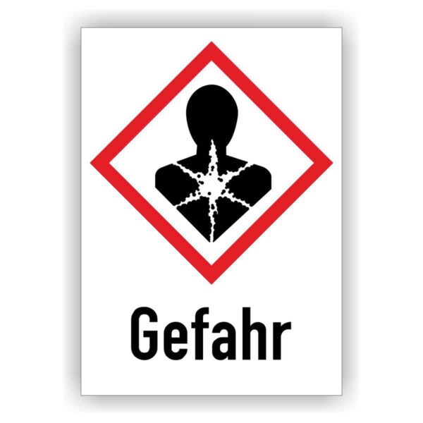 gefahrenpiktogramm GHS08 - Gefahrstoffetikett nach GHS - Gesundheitsgefahr - Gefahr