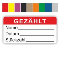 aufkleber -gezählt name datum stückzahl beschriftungsfeld