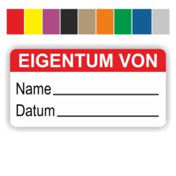 aufkleber -eigentum name datum beschriftungsfeld