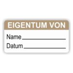 aufkleber -eigentum name datum beschriftungsfeld farbe braun