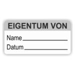 aufkleber -eigentum name datum beschriftungsfeld farbe grau