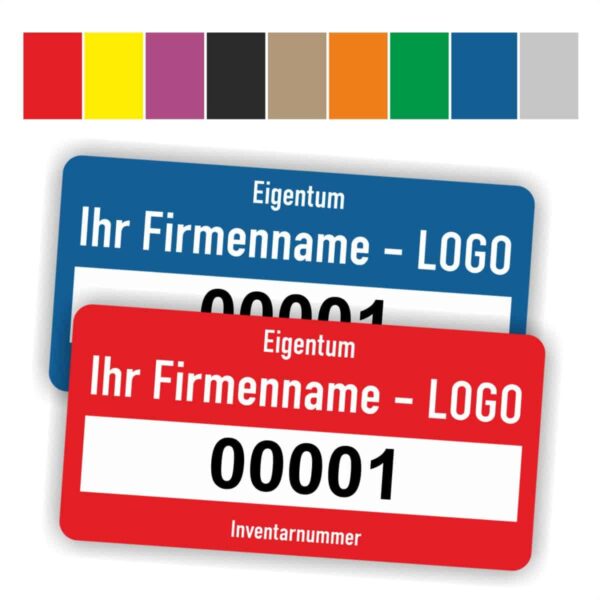 Eigentums Etiketten Individuell Firmenaufdruck Nummeriert in