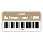 Eigentums Etiketten mit Barcode schwarz