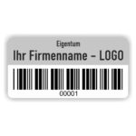 Eigentums Etiketten mit Barcode grau