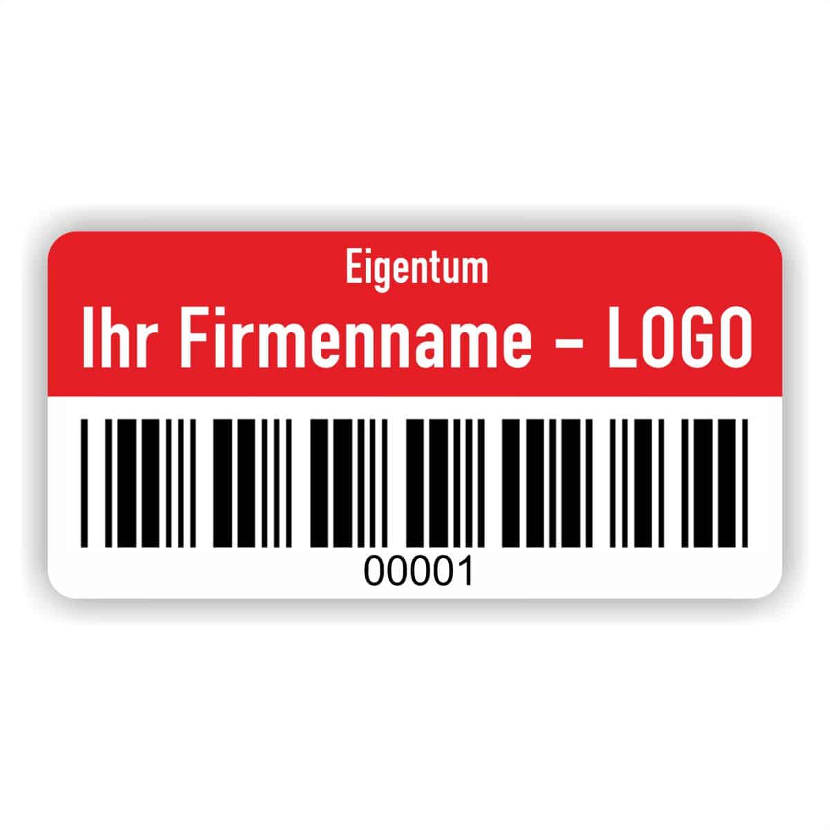 Aufkleber -Eigentum Name, Barcode - PrintEngel