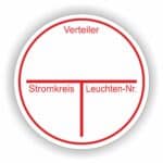 Leuchtennummer Stromkreiskennzeichnung Aufkleber Stromkreisbezeichnung vorgedruckt