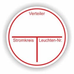 Leuchtennummer Stromkreiskennzeichnung Aufkleber Stromkreisbezeichnung vorgedruckt