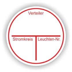 Leuchtennummer Stromkreiskennzeichnung Aufkleber Stromkreisbezeichnung vorgedruckt