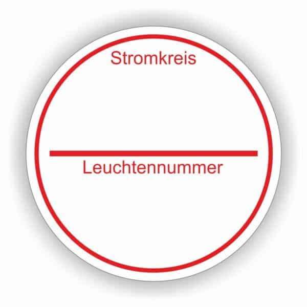 Stromkreis Leuchtennummer Aufkleber Stromkreiskennzeichnung vorgedruckt