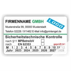 Mediziztechnik-Prüfplaketten MPBetreibV und nach EN623553