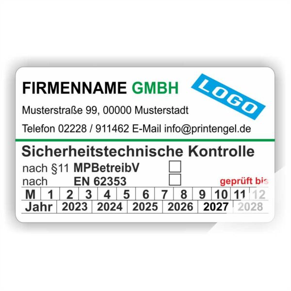 Mediziztechnik-Prüfplaketten MPBetreibV und nach EN623553