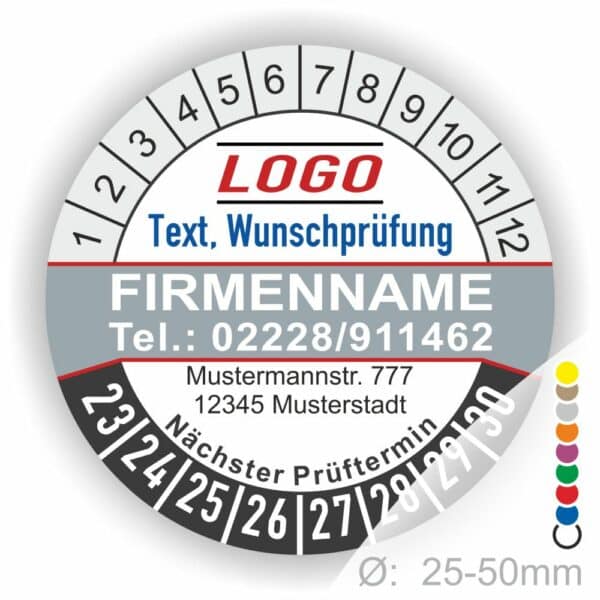 Prüfplaketten mit Ihren Firmendaten