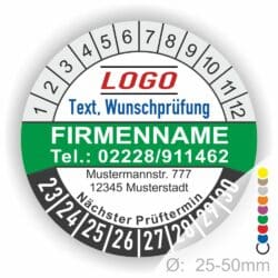 Prüfplaketten mit Logo Wunschtext