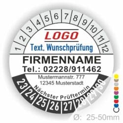 Prüfplaketten mit Logo personalisiert