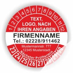 Prüfplakette, personalisiert, Wunschtext, DGUV Prüfung