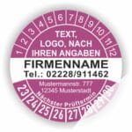 Prüfplakette individuell, Personalisiert, Wunschtext
