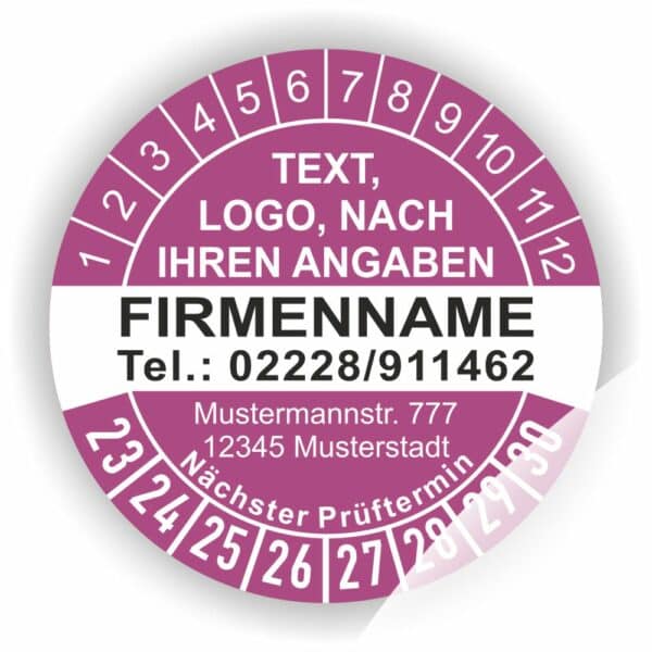 Prüfplakette individuell, Personalisiert, Wunschtext