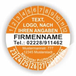 Prüfplakette personalisiert Wunschtext individuell